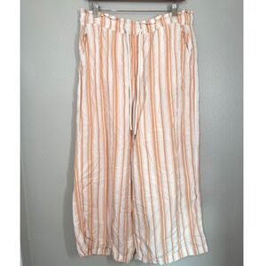 LOFT Striped Cropped Wide Leg Pants 100% Lyocell/Tencel Size L Beach Coastal EUC